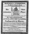 advertisement for the chess playing simulacra the "Turc"